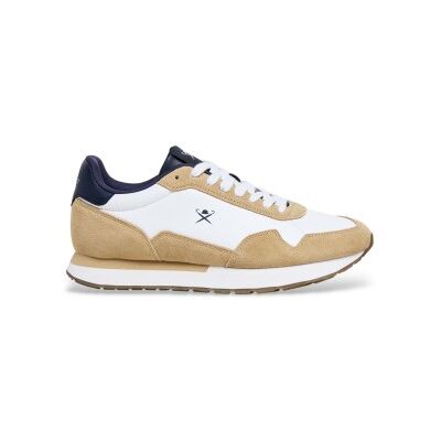 Hackett London für Herren. HMS200107 Vector Schlichte Beige Leder Turnschuhe (41), Wohnung, Schnürsenkel, Lässig Hackett London für Herren. HMS200107 Vector Schlichte Beige Leder Turnschuhe (41), Wohnung, Schnürsenkel, Lässig