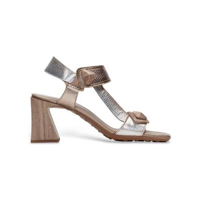 Hispanitas für Damen. CHV253958 Goldene Miami-Sandalen (36), Leder, Silber, 3 bis 5 cm, Klettverschluss, Lässig, Party Hispanitas für Damen. CHV253958 Goldene Miami-Sandalen (36), Leder, Silber, 3 bis 5 cm, Klettverschluss, Lässig, Party