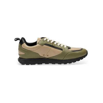 HUGO für Herren. 50557863 Turnschuhe Icelin grün, beige (46), Stoff, Wohnung, Schnürsenkel, Lässig HUGO für Herren. 50557863 Turnschuhe Icelin grün, beige (46), Stoff, Wohnung, Schnürsenkel, Lässig