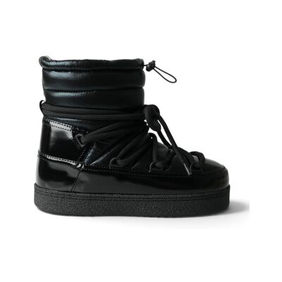 Inuikii für Damen. 1002.003.0192 Mountain Gloss Stiefel schwarz (38), Wohnung, Schnürsenkel, Lässig Inuikii für Damen. 1002.003.0192 Mountain Gloss Stiefel schwarz (38), Wohnung, Schnürsenkel, Lässig
