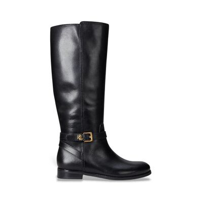 Lauren Ralph Lauren für Damen. 802967769001 Brooke II Stiefel aus brüniertem Leder schwarz (35), Wohnung, Reißverschluss, Lässig Lauren Ralph Lauren für Damen. 802967769001 Brooke II Stiefel aus brüniertem Leder schwarz (35), Wohnung, Reißverschluss, Lässig