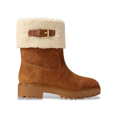 Lauren Ralph Lauren für Damen. 802980553002 Braune Stiefelette Allyson aus Wildleder und Schafsfell (39), Wohnung, Keine, Lässig Lauren Ralph Lauren für Damen. 802980553002 Braune Stiefelette Allyson aus Wildleder und Schafsfell (39), Wohnung, Keine, Lässig