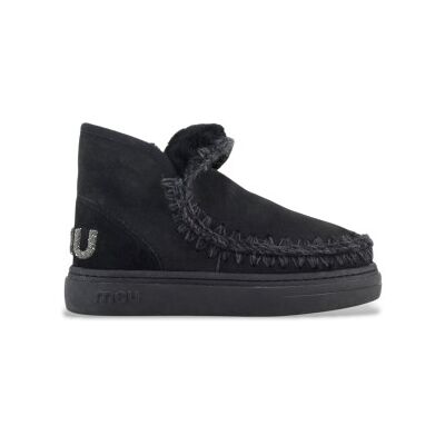 Mou für Damen. MU.FW411001A Lederstiefeletten Eskimo bold glitter logo schwarz (38), Wohnung, Keine, Lässig Mou für Damen. MU.FW411001A Lederstiefeletten Eskimo bold glitter logo schwarz (38), Wohnung, Keine, Lässig