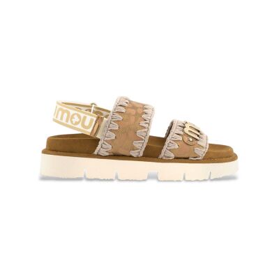 Mou für Damen. MU.SW461001C Braune Bio-Logo-Sandalen (39), 1 bis 3 cm, Wildleder, Keine, Lässig Mou für Damen. MU.SW461001C Braune Bio-Logo-Sandalen (39), 1 bis 3 cm, Wildleder, Keine, Lässig