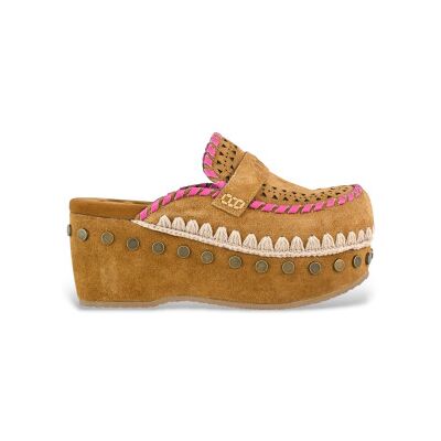 Mou für Damen. MU.SW611004A Braune gehäkelte Lederclogs (38), 5 bis 8 cm, Keine, Lässig Mou für Damen. MU.SW611004A Braune gehäkelte Lederclogs (38), 5 bis 8 cm, Keine, Lässig