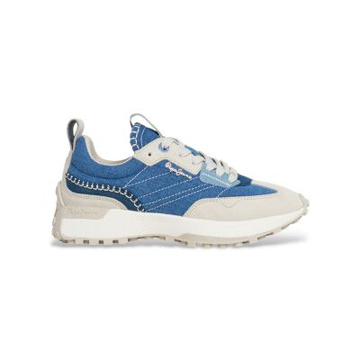 Pepe Jeans für Damen. PLS60046 Lucky Denim Blaue Turnschuhe aus Leder (39), Wohnung, Schnürsenkel, Lässig Pepe Jeans für Damen. PLS60046 Lucky Denim Blaue Turnschuhe aus Leder (39), Wohnung, Schnürsenkel, Lässig