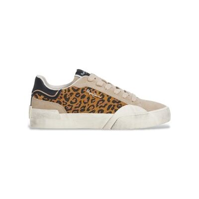 Pepe Jeans für Damen. PLS300003 Milan Fierce beige Leder Turnschuhe beige (37), Wohnung, Schnürsenkel, Lässig, Tierdruck Pepe Jeans für Damen. PLS300003 Milan Fierce beige Leder Turnschuhe beige (37), Wohnung, Schnürsenkel, Lässig, Tierdruck
