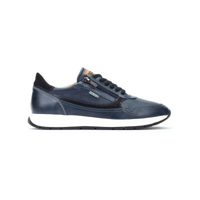 Pikolinos für Herren. M2B-6263C1 Blaue Leder-Turnschuhe von Getafe (45), Wohnung, Schnürsenkel, Reißverschluss, Lässig Pikolinos für Herren. M2B-6263C1 Blaue Leder-Turnschuhe von Getafe (45), Wohnung, Schnürsenkel, Reißverschluss, Lässig