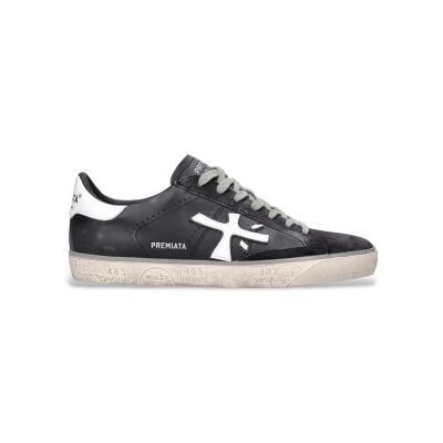 Premiata für Herren. STEVEN Steven Leder Sneakers schwarz (45), Wohnung, Schnürsenkel, Lässig Premiata für Herren. STEVEN Steven Leder Sneakers schwarz (45), Wohnung, Schnürsenkel, Lässig