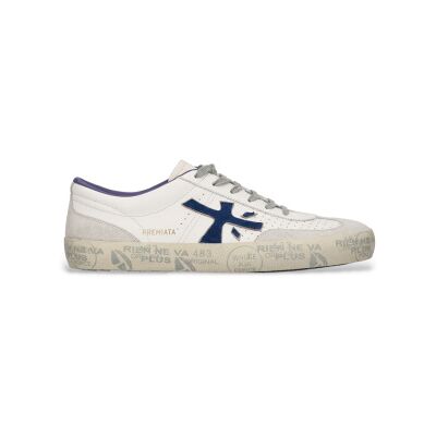 Premiata für Herren. DAVID David 8092 Sneakers in Weiß, blaues Leder (40), Beige, Wohnung, Schnürsenkel, Lässig Premiata für Herren. DAVID David 8092 Sneakers in Weiß, blaues Leder (40), Beige, Wohnung, Schnürsenkel, Lässig