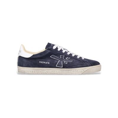 Premiata für Herren. STEVEN Steven Blaue Leder Turnschuhe (44), Wohnung, Schnürsenkel, Lässig Premiata für Herren. STEVEN Steven Blaue Leder Turnschuhe (44), Wohnung, Schnürsenkel, Lässig