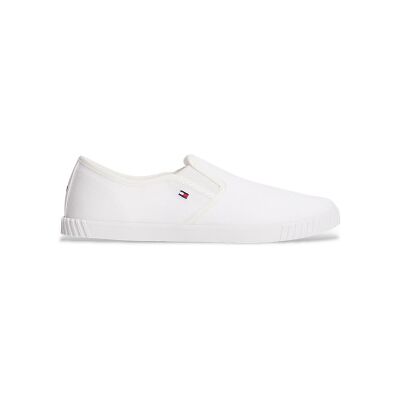 Tommy Hilfiger für Damen. FW0FW08640 Weiße Slip-on-Turnschuhe aus Segeltuch (40), Stoff, Wohnung, Keine, Lässig Tommy Hilfiger für Damen. FW0FW08640 Weiße Slip-on-Turnschuhe aus Segeltuch (40), Stoff, Wohnung, Keine, Lässig