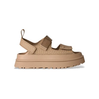 UGG für Damen. 1175311 GoldenGlow Geprägte beige Ledersandalen (39), 3 bis 5 cm, Klettverschluss, Lässig UGG für Damen. 1175311 GoldenGlow Geprägte beige Ledersandalen (39), 3 bis 5 cm, Klettverschluss, Lässig