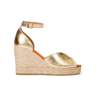 Wonders für Damen. YH-PI609_4654_6509 Goldene Leder-Espadrilles Pilar 09 (36), 5 bis 8 cm, Schnalle, Lässig Wonders für Damen. YH-PI609_4654_6509 Goldene Leder-Espadrilles Pilar 09 (36), 5 bis 8 cm, Schnalle, Lässig
