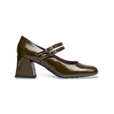 Wonders für Damen. H-6210_5452_306 Lederschuhe Elista Grün (39), 5 bis 8 cm, Schnalle, Lässig, Lackleder Wonders für Damen. H-6210_5452_306 Lederschuhe Elista Grün (39), 5 bis 8 cm, Schnalle, Lässig, Lackleder