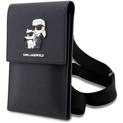 Karl Lagerfeld Saffiano Metal Logo NFT Handytasche Black Karl Lagerfeld Saffiano Metal Logo NFT Handytasche Black