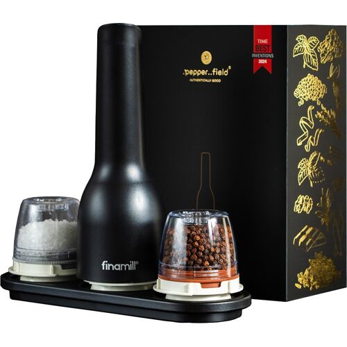 FinaMill by Pepperfield Elektrische Gewürzmühle USB schwarz, Geschenkset
