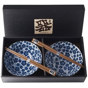 Made In Japan Schüssel-Set Blue Plum Design mit Stäbchen 400 ml 2 Stk Made In Japan Schüssel-Set Blue Plum Design mit Stäbchen 400 ml 2 Stk