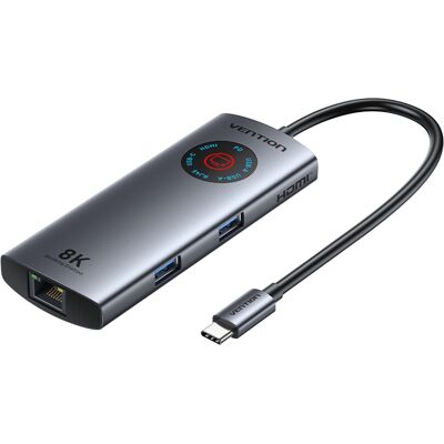 Vention USB-C zu HDMI/USB 3.2 Gen 1 Typ-C/USB 3.0*2/RJ45/PD 8K Docking Station mit LED-Display 0.1 Vention USB-C zu HDMI/USB 3.2 Gen 1 Typ-C/USB 3.0*2/RJ45/PD 8K Docking Station mit LED-Display 0.1