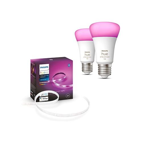 Hue Lightstrip Plus V4 EMEA 2 m Base Kit + Philips HueWCA 9 Watt A60 E27 2P EU