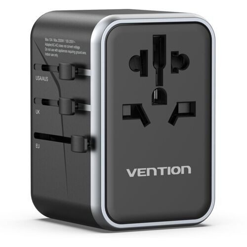 Vention 4-Port USB (C + C + A + A) GaN Universal Travel Adapter (65 W/65 W/60 W/5 W) Black