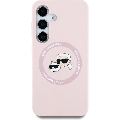 Karl Lagerfeld Liquid Silicone K&CH; Heads MagSafe Back Cover für Samsung Galaxy S25+ Pink