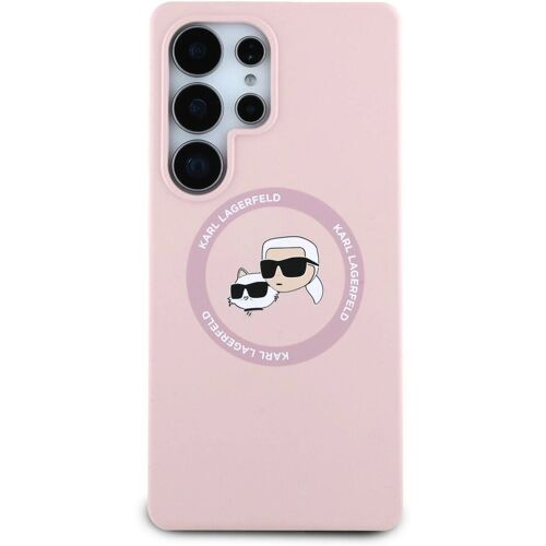 Karl Lagerfeld Liquid Silicone K&CH; Heads MagSafe Back Cover für Samsung Galaxy S25 Ultra Pink
