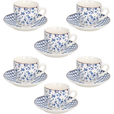 Tognana 6-teiliges Teetassen- und Untertassen-Set COTTAGE blau-weiß 200 ml Tognana 6-teiliges Teetassen- und Untertassen-Set COTTAGE blau-weiß 200 ml