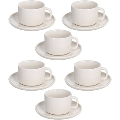 Tognana Set 6 Stk. Teetassen mit Untertassen EDGE BIANCO weiß 220 ml Tognana Set 6 Stk. Teetassen mit Untertassen EDGE BIANCO weiß 220 ml