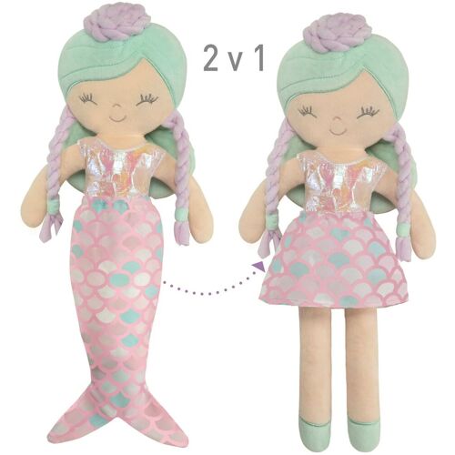 DeCuevas Toys DeCuevas 20041 Plüschpuppe 2in1 OCEAN FANTASY - 36 cm mit Wiege