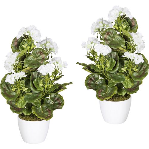 Geranienbusch, UV-beständig, Höhe 400 mm, 26 Blatt, VE 2 Stk, Blüten weiß kaiserkraft