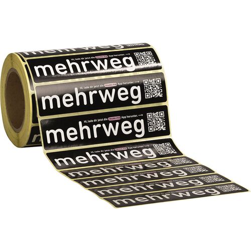 Mehrweg-Sticker, für reuse.me-System, Rolle à 250 Stk, LxB 180 x 40 mm, ab 5 Stk kaiserkraft