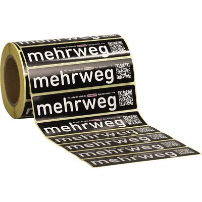 kaiserkraft Mehrweg-Sticker - 250 Stück - Schwarz - 180x40mm - Etiketten kaiserkraft Mehrweg-Sticker - 250 Stück - Schwarz - 180x40mm - Etiketten