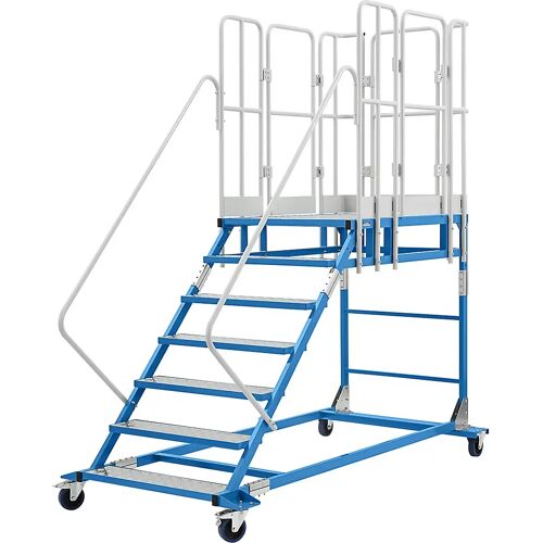 eurokraft pro Plattformtreppe XXL, mit Aluminiumeinlagen, Plattformgröße 810 x 1250 mm, 7 Stufen