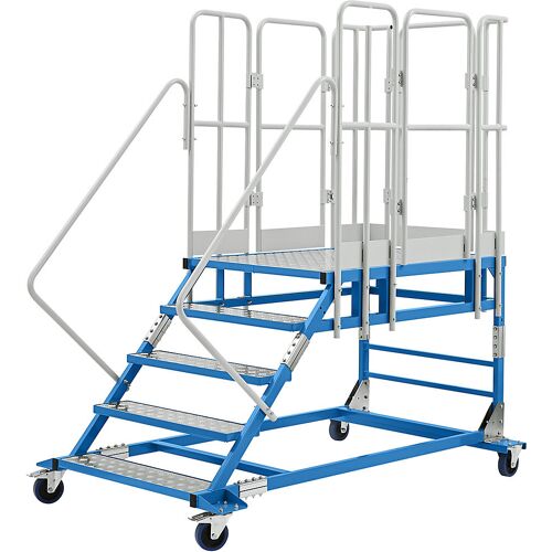 eurokraft pro Plattformtreppe XXL, mit Aluminiumeinlagen, Plattformgröße 810 x 1250 mm, 5 Stufen