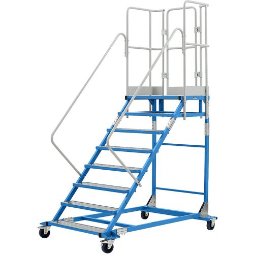 eurokraft pro Plattformtreppe, mit Aluminiumeinlagen, Plattformgröße 810 x 510 mm, 8 Stufen