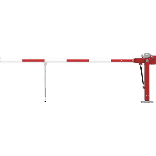 Mannus Wegesperre, Schranke, mit Gasfeder und gefederter Pendelstütze, Schrankenbaumlänge 4,5 m