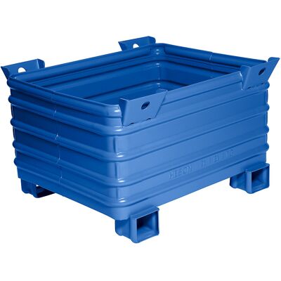 Heson Schwerlast-Stapelbehälter, BxL 800 x 1000 mm, mit U-förmigen Füßen, blau lackiert, ab 10 Stk Heson Schwerlast-Stapelbehälter, BxL 800 x 1000 mm, mit U-förmigen Füßen, blau lackiert, ab 10 Stk