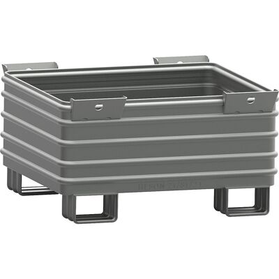 Heson Schwerlast-Stapelbehälter, BxL 1000 x 1200 mm, mit U-förmigen Füßen, grau lackiert, ab 10 Stk Heson Schwerlast-Stapelbehälter, BxL 1000 x 1200 mm, mit U-förmigen Füßen, grau lackiert, ab 10 Stk
