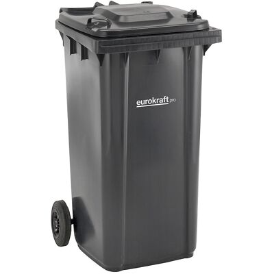 eurokraft pro Mülltonne aus Kunststoff DIN EN 840, Volumen 240 l, BxHxT 580 x 1100 x 740 mm, anthrazit, ab 5 Stk eurokraft pro Mülltonne aus Kunststoff DIN EN 840, Volumen 240 l, BxHxT 580 x 1100 x 740 mm, anthrazit, ab 5 Stk