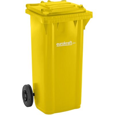 eurokraft pro Mülltonne aus Kunststoff DIN EN 840, Volumen 120 l, BxHxT 505 x 1005 x 555 mm, gelb, ab 5 Stk eurokraft pro Mülltonne aus Kunststoff DIN EN 840, Volumen 120 l, BxHxT 505 x 1005 x 555 mm, gelb, ab 5 Stk