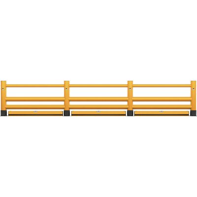 Ampere Rack Mammut Handlauf, Doppelplanke, 1 Querstange, Bodenbarriere, Länge 10 m Ampere Rack Mammut Handlauf, Doppelplanke, 1 Querstange, Bodenbarriere, Länge 10 m