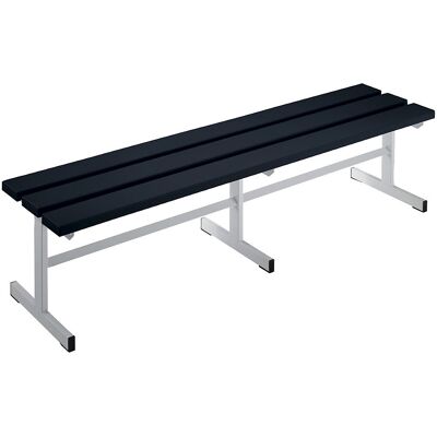 Wolf Umkleidebank, einseitig, PVC-Leisten, T-Fuß, schwarz, Länge 1500 mm Wolf Umkleidebank, einseitig, PVC-Leisten, T-Fuß, schwarz, Länge 1500 mm