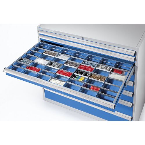eurokraft pro Schubladeneinteilungs-Set, 6 Längsteiler, 7 Querteiler, für Schubladenhöhe 150 mm