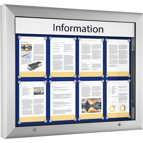 Schaukasten, für 8 x DIN A4, enzianblau, Öffnung um 90° nach oben kaiserkraft