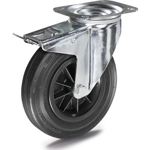 TENTE Vollgummireifen auf Kunststoff-Felge, Rad-Ø x Breite 160 x 40 mm, Lenkrolle mit Doppelstopp