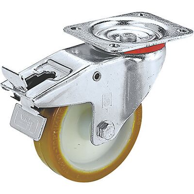 Wicke Polyurethan-Rad - 100x35mm - Drehbar mit Doppelbremse Wicke Polyurethan-Rad - 100x35mm - Drehbar mit Doppelbremse