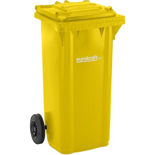 eurokraft pro Mülltonne aus Kunststoff DIN EN 840, Volumen 120 l, BxHxT 505 x 1005 x 555 mm, gelb