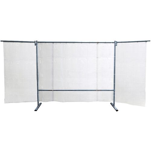 Schweißer-Schutzwand fahrbar, 3-teilige Ausführung, HxB 1930 x 3800 mm, mit Schweißerschutzfolie, glasklar kaiserkraft