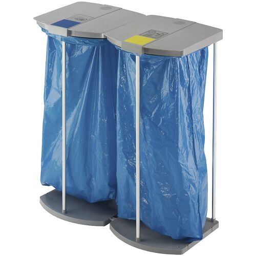 Hailo Müllsackständer mit 250 blauen Wertstoffsäcken, ProfiLine MSS XXXL, 2 x 120 l, HxBxT 1000 x 880 x 450 mm, stationär